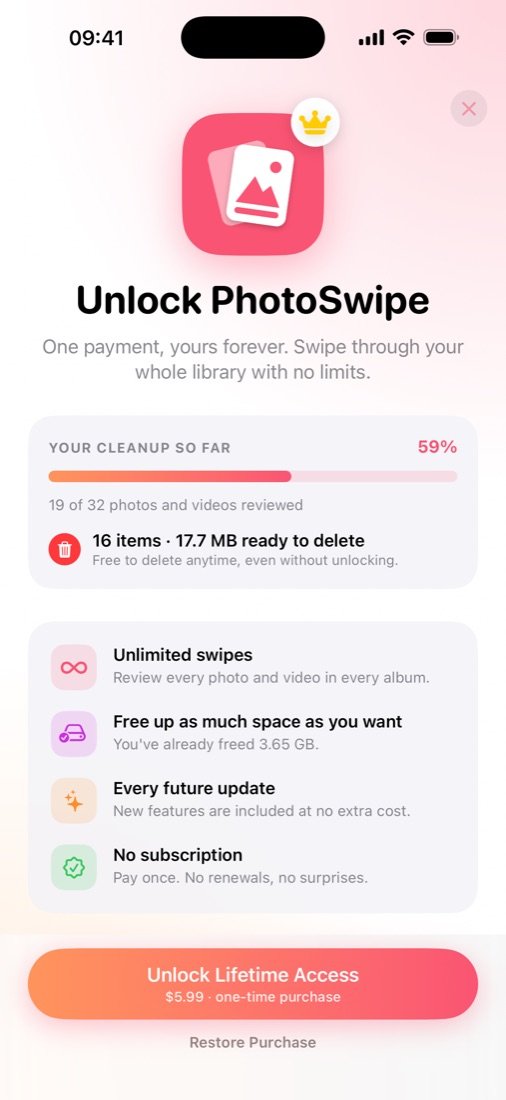Lifetime unlock screen